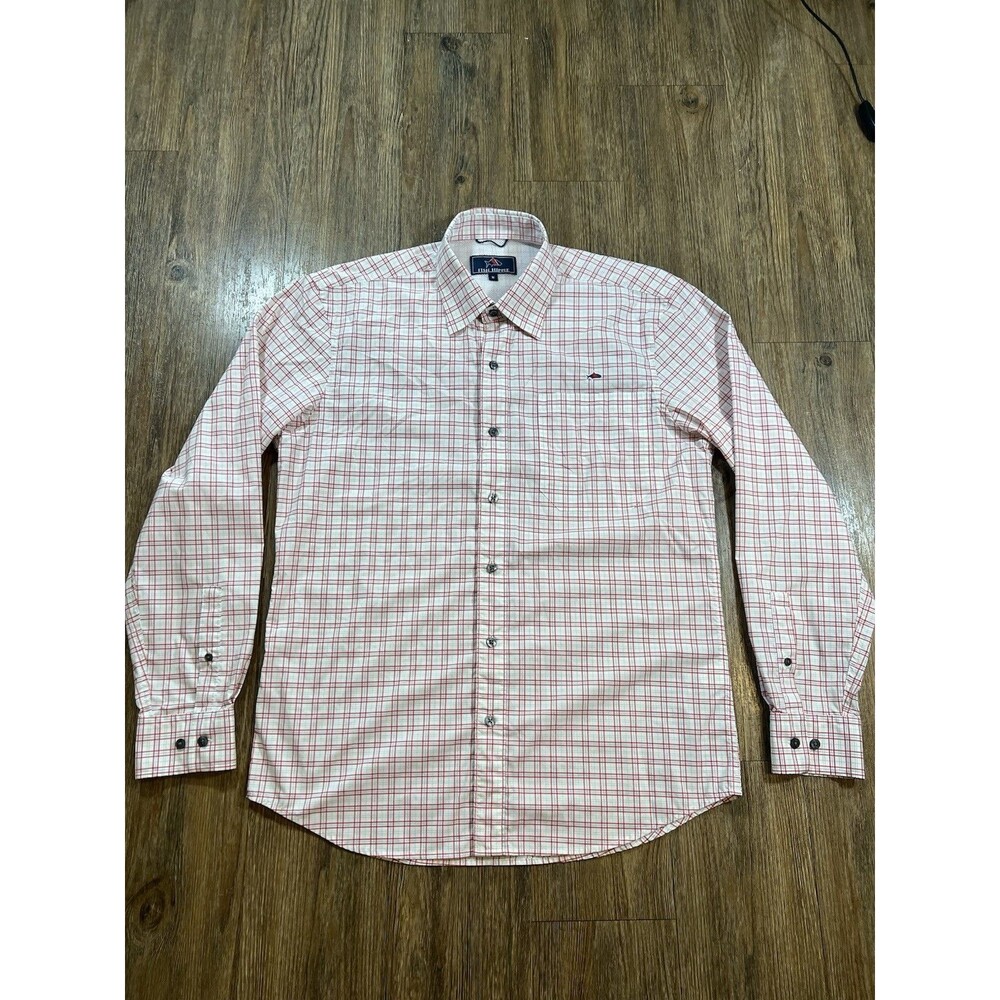 Fish Hippie Shirt Mens Medium Vented Plaid Button Up Casual Primland Resort